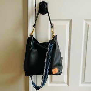 Meanwhile Back on the Farm Black Leather Carryall & Crossbody